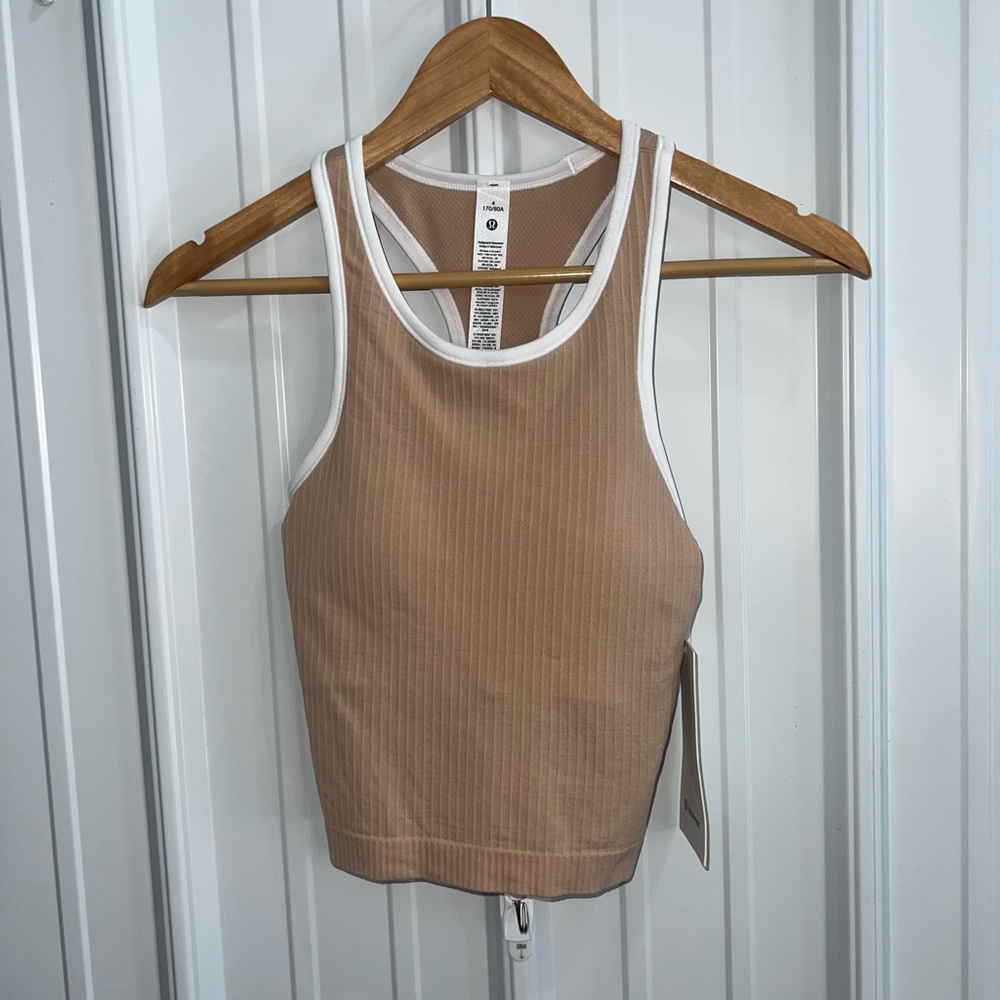 Lululemon Athletica Tan Ribbed Crop Tank Top